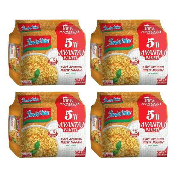 Indomie Hazır Noodle Körili 75gr x 5 Li Avantaj Paket x 4 Adet