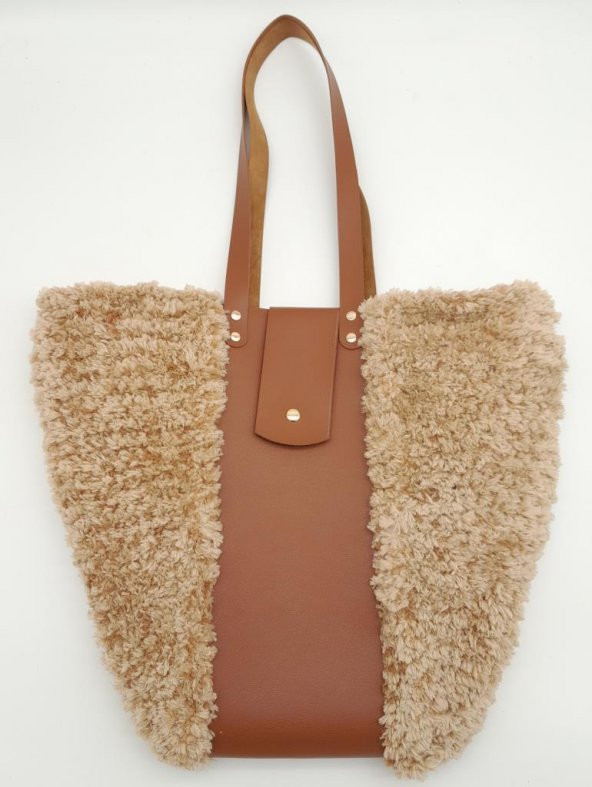 Angel Çanta Aksesuar Suni Deri Kova Model Parlak Gri Renk Çanta Deri Seti Light Gold Metal - Resim 5