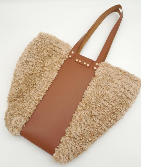 Angel Çanta Aksesuar Suni Deri Kova Model Parlak Gri Renk Çanta Deri Seti Light Gold Metal - Resim 6