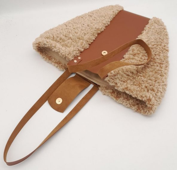 Angel Çanta Aksesuar Suni Deri Kova Model Parlak Gri Renk Çanta Deri Seti Light Gold Metal - Resim 7