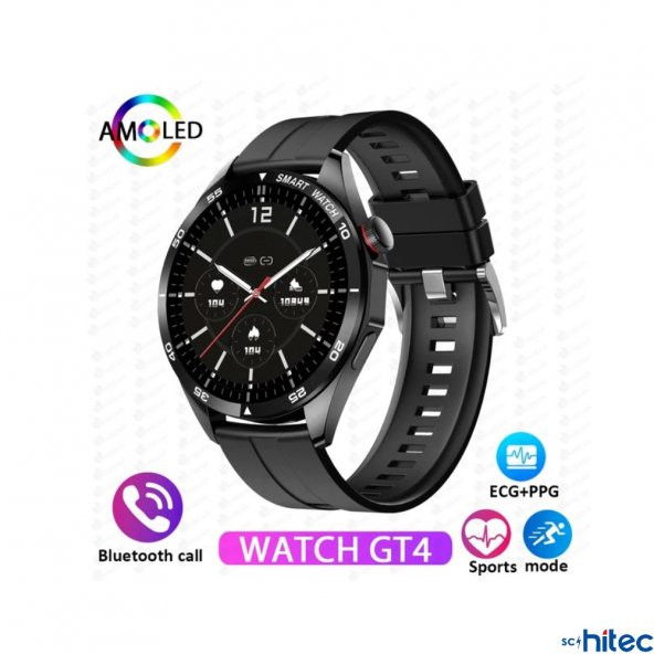 ScHitec Watch GT4 Amoled Ekran Android İos HarmonyOs Uyumlu 3 Kordonlu Akıllı Saat Siyah - 2