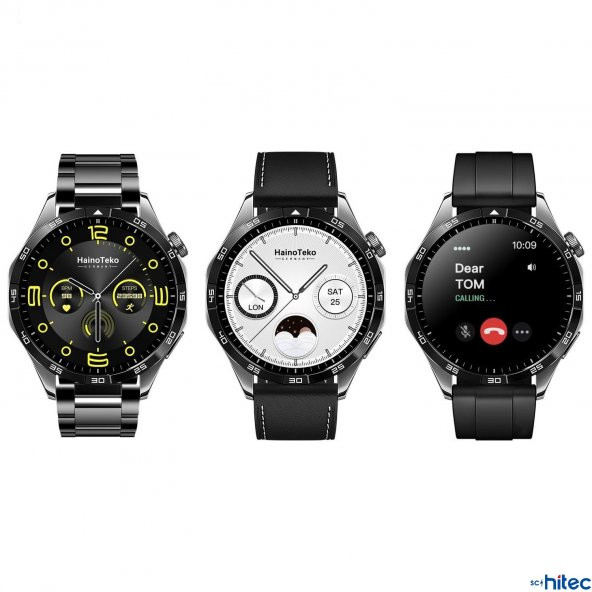 ScHitec Watch GT4 Amoled Ekran Android İos HarmonyOs Uyumlu 3 Kordonlu Akıllı Saat Siyah - 5