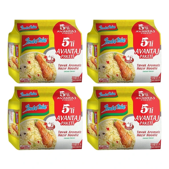 Indomie Hazır Noodle Tavuklu 75gr X 5 Li Avantaj Paket X 4 Adet