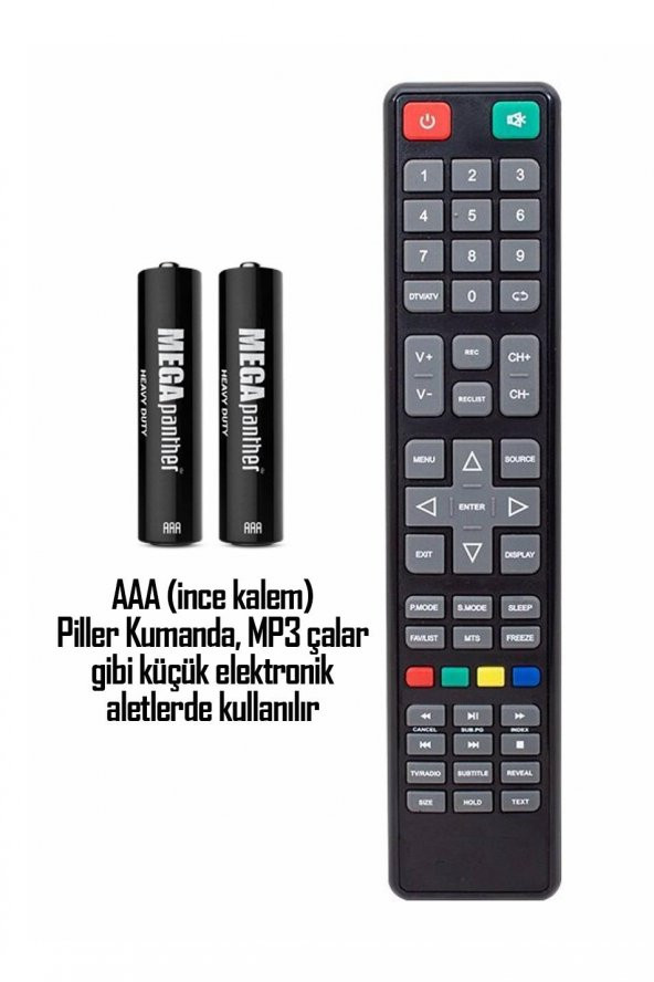 60lı AAA R03 İnce Kalem Pil Kumanda Pili Zn-C 1.5V - 3
