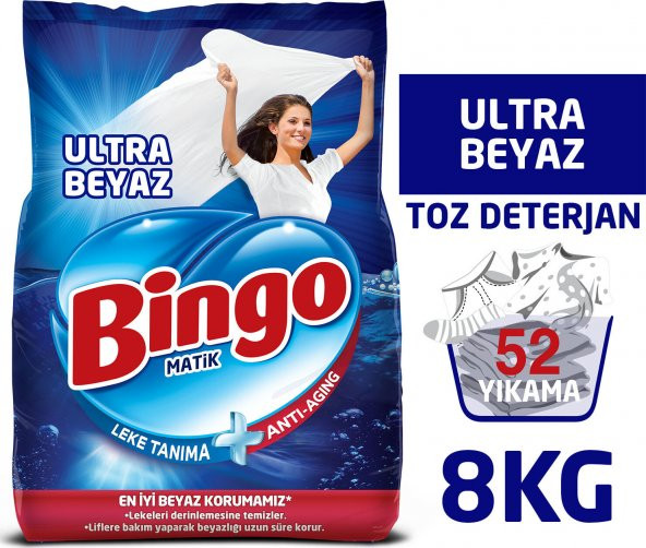 Bingo Matik Toz Çamaşır Deterjanı 4 kg Ultra Beyaz 2li