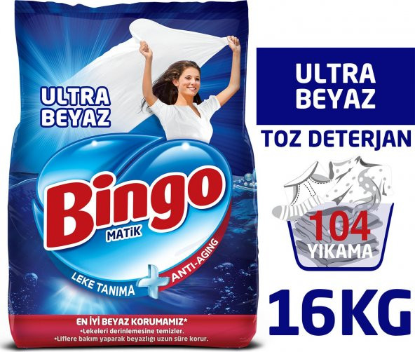 Bingo Matik Toz Çamaşır Deterjanı 4 kg Ultra Beyaz 4lü