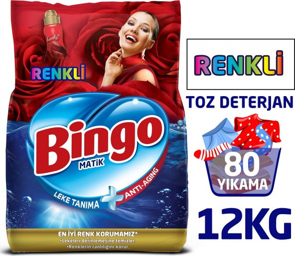 Bingo Matik Toz Çamaşır Deterjanı 6 kg Renkli 2li