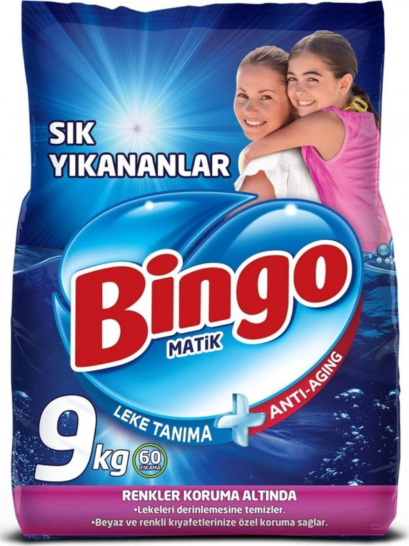 Bingo Matik Toz Çamaşır Deterjanı Sık Yıkananlar Beyazlar ve Renkliler 240 Yıkama 4 x 9 kg