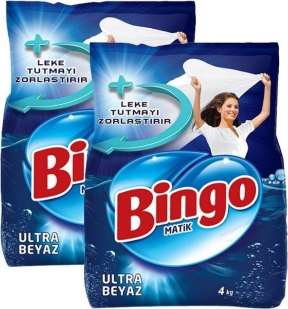 Bingo Matik Toz Çamaşır Deterjanı Ultra Beyaz 4 kg x 2 Adet