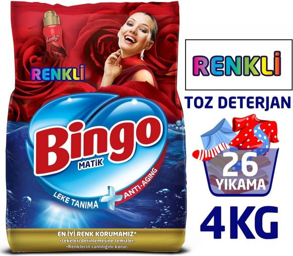 Bingo Renkli Toz Çamaşır Deterjanı 4 kg