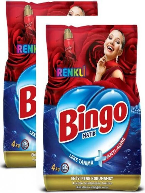 Bingo Renkli Toz Çamaşır Deterjanı 4 kg x 2li Toplam 8kg