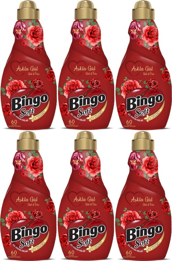 Bingo Soft Çamaşır Yumuşatıcı Konsantre 1440 ml Aşkla Gül (Gül & Iris) (6lı Set)