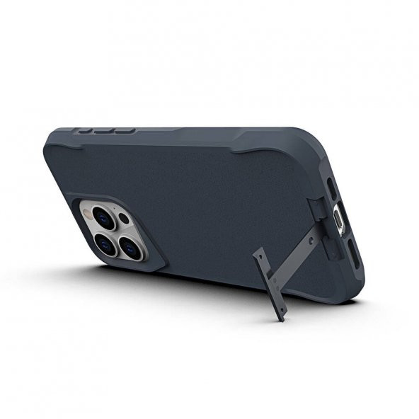 KNY Apple İphone 15 Pro Kılıf Magsafeli Standlı Ultra Korumalı T-Max Şeffaf Kapak Siyah - 2