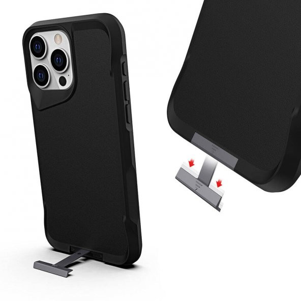 KNY Apple İphone 15 Pro Kılıf Magsafeli Standlı Ultra Korumalı T-Max Şeffaf Kapak Siyah - 3