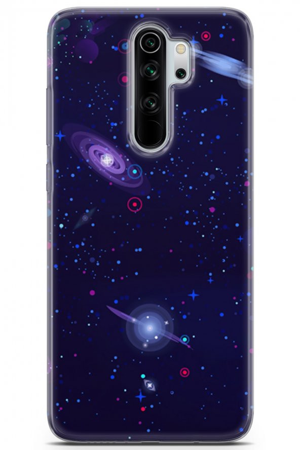 Xiaomi Redmi Note 8 Pro Kılıf Seri Polka 08 Satürn UranüsBaskılı Kılıf - 1