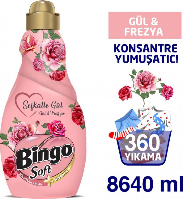 Bingo Soft Konsantre Şefkatle Gül 1440 ml Ekonomi Paketi 6lı