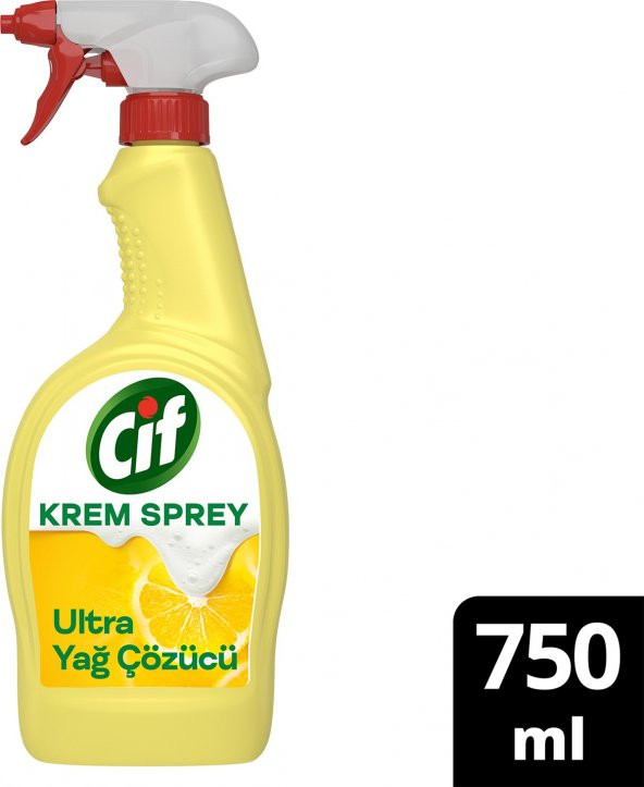 Cif Krem Sprey Ultra Yağ Çözücü Yüzey Temizleyici Limon 750 ml