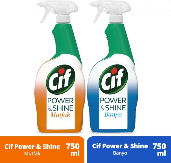 Cif Power&Shine Mutfak 750 ml + Cif  Power&Shine Banyo 750 ml