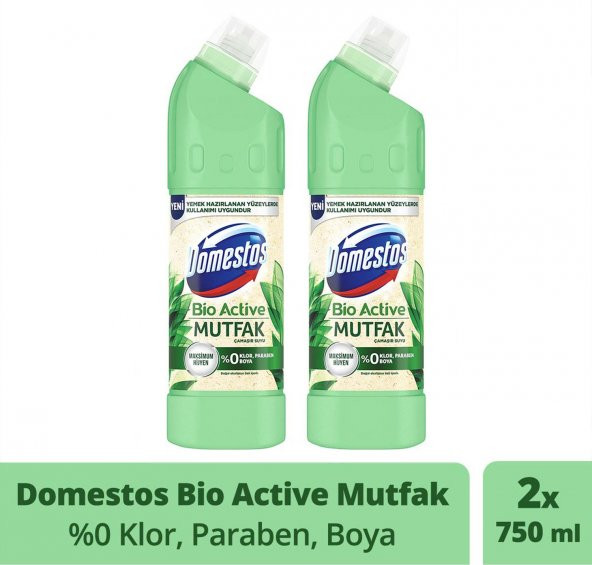 Domestos Çamaşır Suyu Bio Active Mutfak Maksimum Hijyen 750 ml x 2 Adet