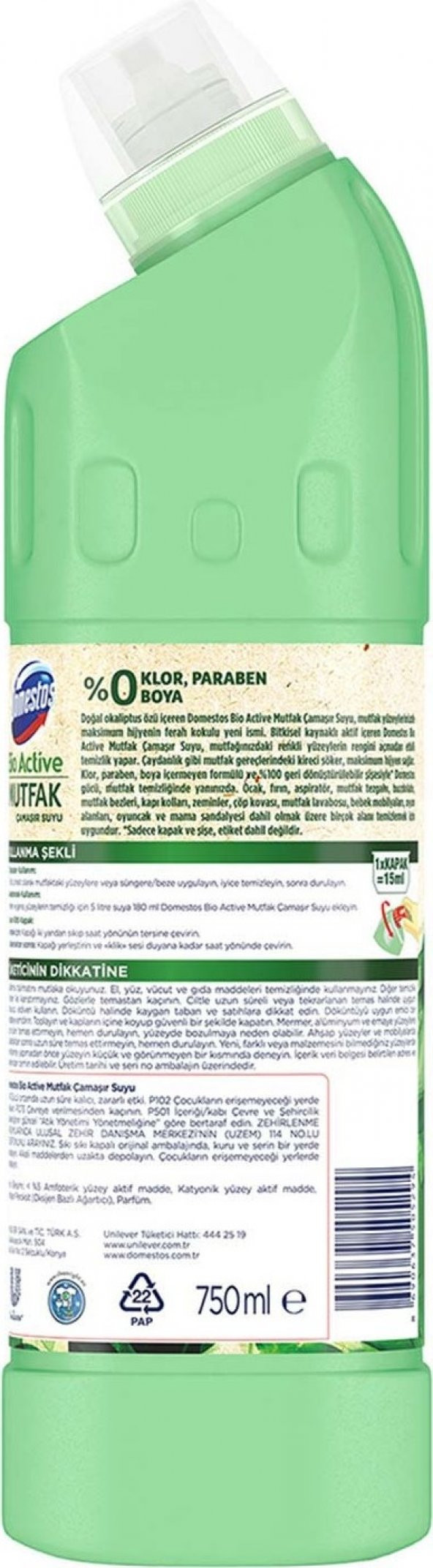 Domestos Çamaşır Suyu Bio Active Mutfak Maksimum Hijyen 750 ml x 3 Adet - 8