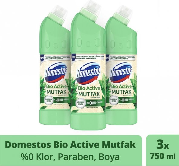 Domestos Çamaşır Suyu Bio Active Mutfak Maksimum Hijyen 750 ml X3