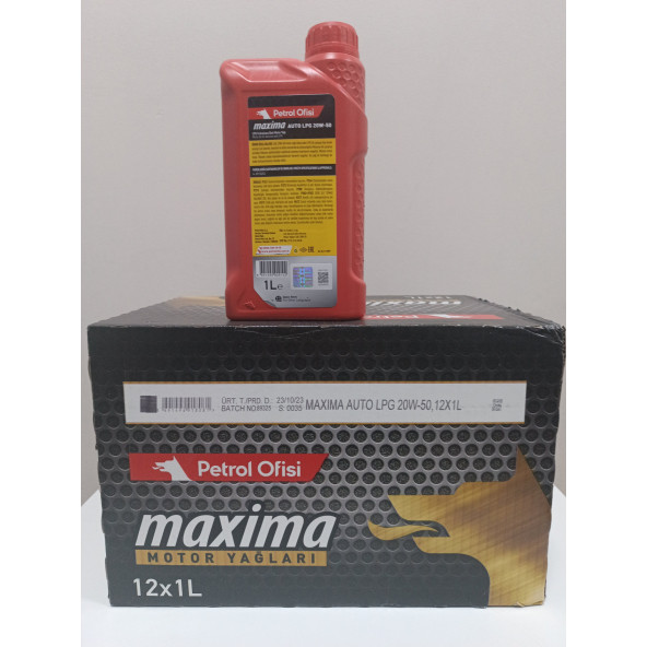 Petrol Ofisi Auto Lpg 20w-50 Motor Yağı 1 lt x 12 adet 2025 üretim - 2