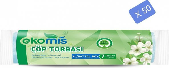 Ekomis Çöp Torbası Battal Boy 7  Lı* 50 Adet