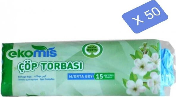 Ekomis Çöp Torbası Orta Boy 15 li * 50 Adet