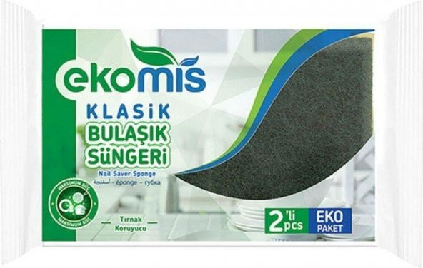 Ekomis Klasik Yeşil Sünger Oluklu 2Lİ*0709-1*24