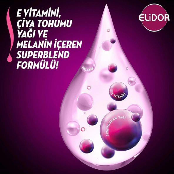 Elidor Superblend Saç Bakım Şampuanı Esmer Parlaklık E Vitamini Chia Tohumu Yağı Melanin 400 ml X3 - 3
