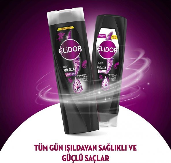Elidor Superblend Saç Bakım Şampuanı Esmer Parlaklık E Vitamini Chia Tohumu Yağı Melanin 400 ml X3 - 5