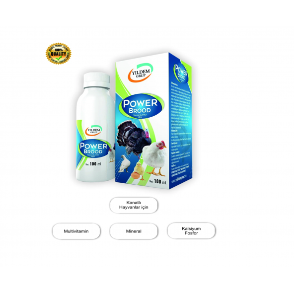 Kanatlı Hayvanları İçin (Vitamin + Mineral + Organik Asitler ) POWER BROOD 100ML