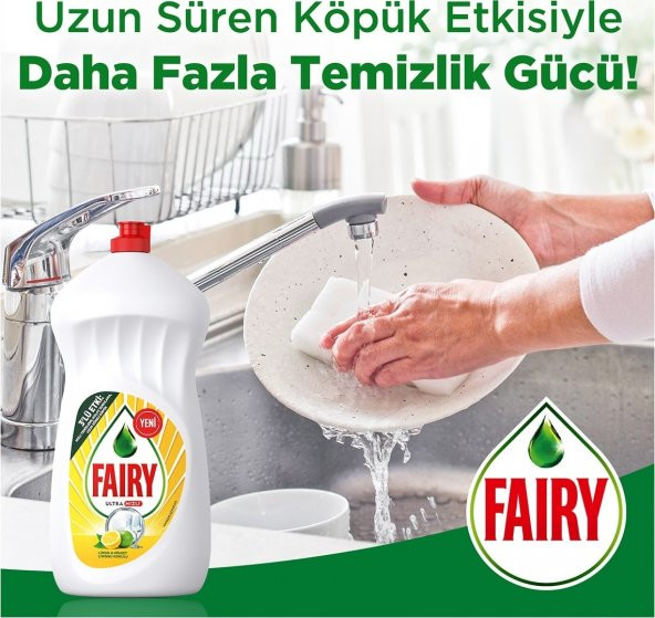 Fairy 3000   ml Ultra Hızlı 3lü Etki Sıvı Bulaşık Deterjanı limon ve Misket limonu Kokulu 1500 ml - 4