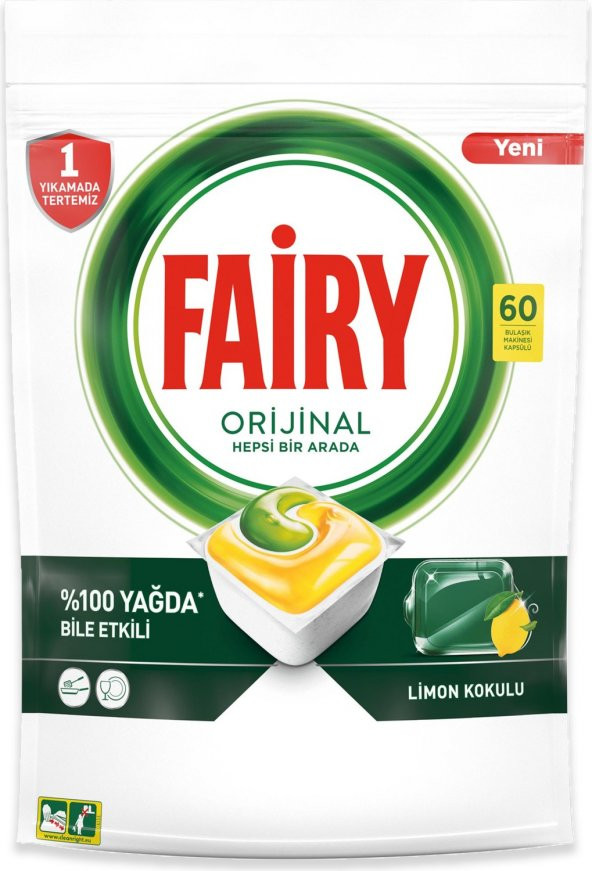 Fairy Hepsi Bir Arada 60 Yıkama Bulaşık Makinesi Deterjanı Tableti / Kapsülü  Limon Kokulu - 2