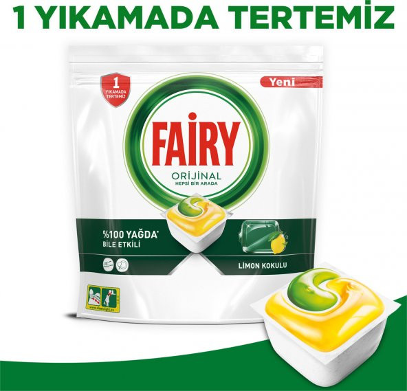 Fairy Hepsi Bir Arada 60 Yıkama Bulaşık Makinesi Deterjanı Tableti / Kapsülü  Limon Kokulu - 3