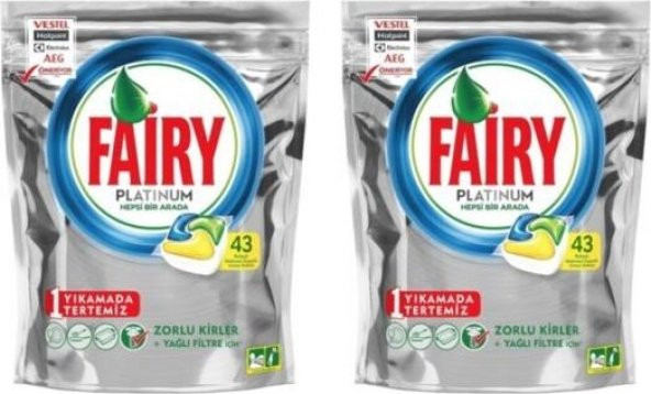 Fairy Platinum Hepsi Bir Arada 43lü Bulaşık Makine Tablet * 2 Adet