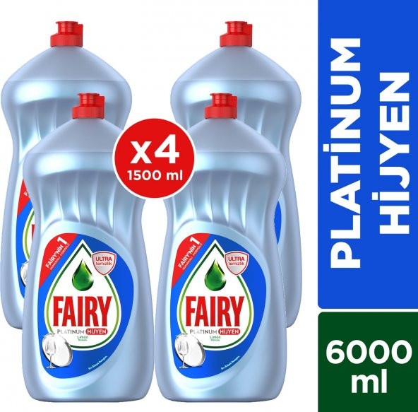 Fairy Platinum Hijyen  Sıvı Bulaşık Deterjanı Fırsat Paketi 6000 ml ( 1500 x 4 )