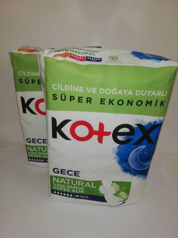 Kotex Hijyenik Ped Natural Gece 14lü 2li Ekonomik Paket