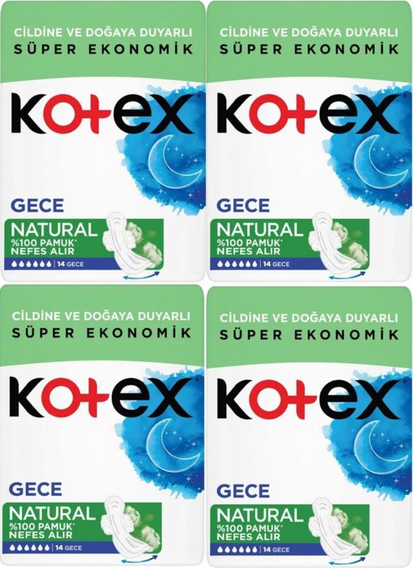 Kotex Natural Gece Hijyenik Ped 14lü 4 Adet