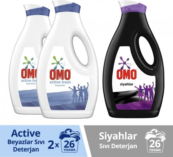 Omo Sıvı Deterjan Active Fresh 1690 Ml-2 + Omo Black 1690 ml