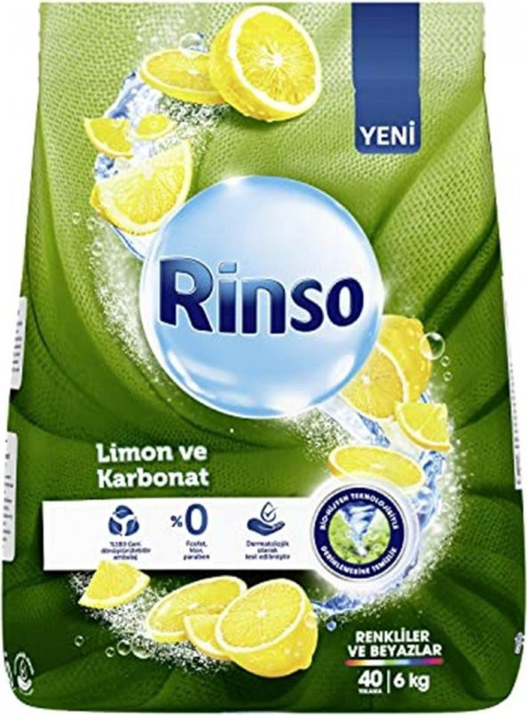 Rinso Limon ve Karbonat Özlü Renkliler & Beyazlar İçin Toz Çamaşır Deterjan 6 kg