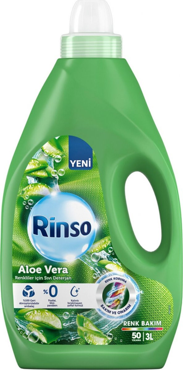 Rinso Sıvı Çamaşır Deterjanı Renkliler  Aloe Vera 3 L 50 Yıkama