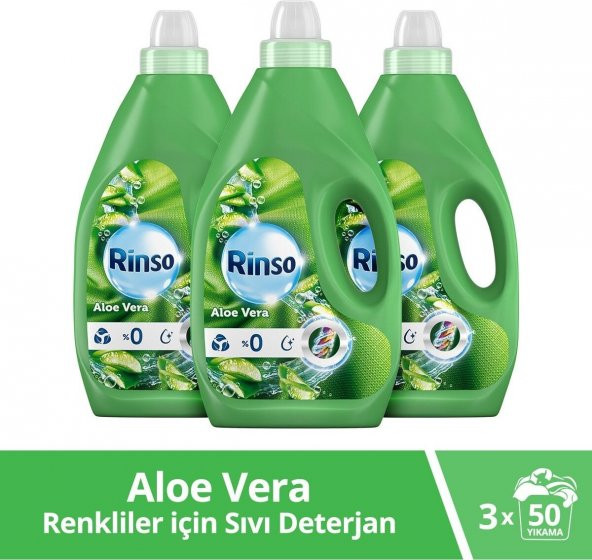 Rinso Sıvı Deterjan Aloe Vera Renkiler 3 lt 3 Adet