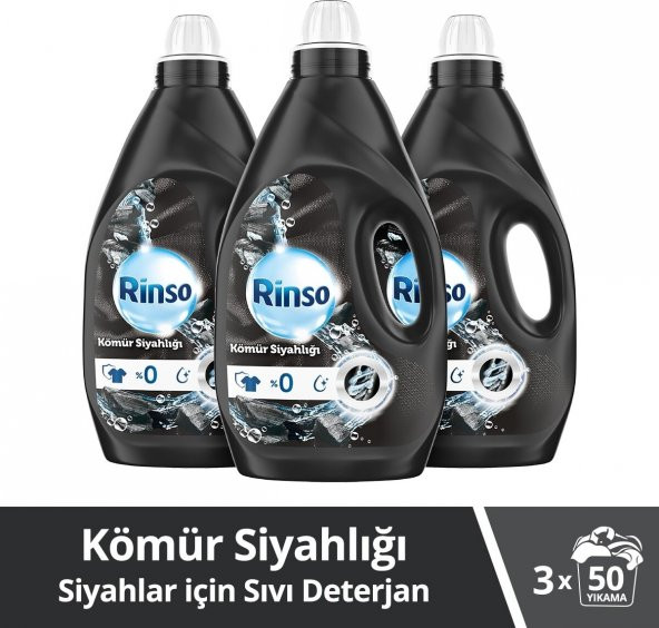 Rinso Sıvı Deterjan Kömür Siyahlığı Siyahlar 3 lt 3 Adet