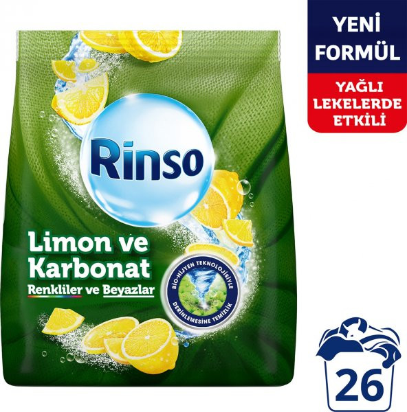 Rinso Toz Çamaşır Deterjanı Limon ve Karbonat Renkliler ve Beyazlar İçin 4 KG