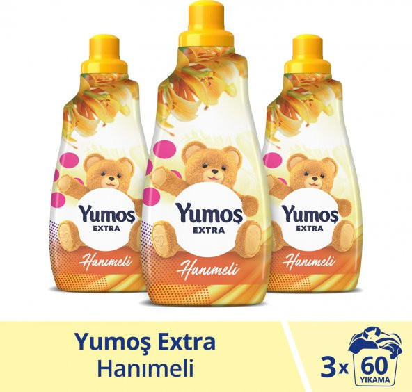 Yumoş Extra Konsantre Çamaşır Yumuşatıcısı Hanımeli 1440 ml 60 Yıkama X3 Adet