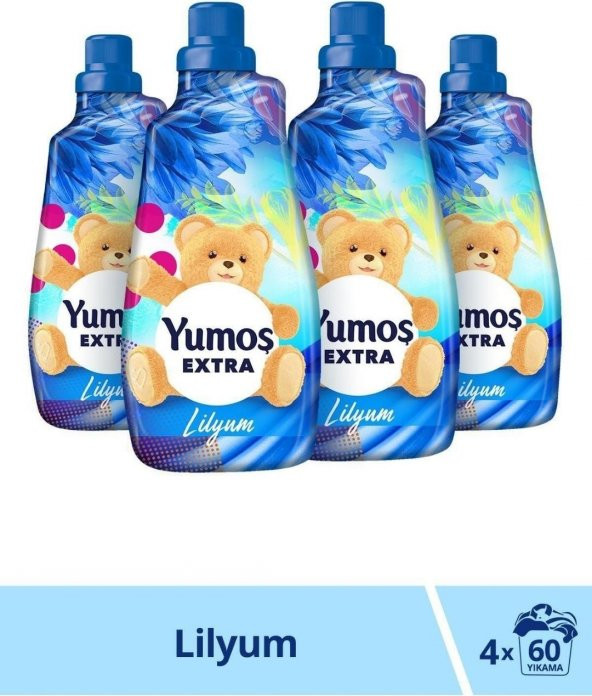 Yumoş Extra Lilyum Konsantre Çamaşır Yumuşatıcı 1440 ml 60 Yıkama x 4 Adet