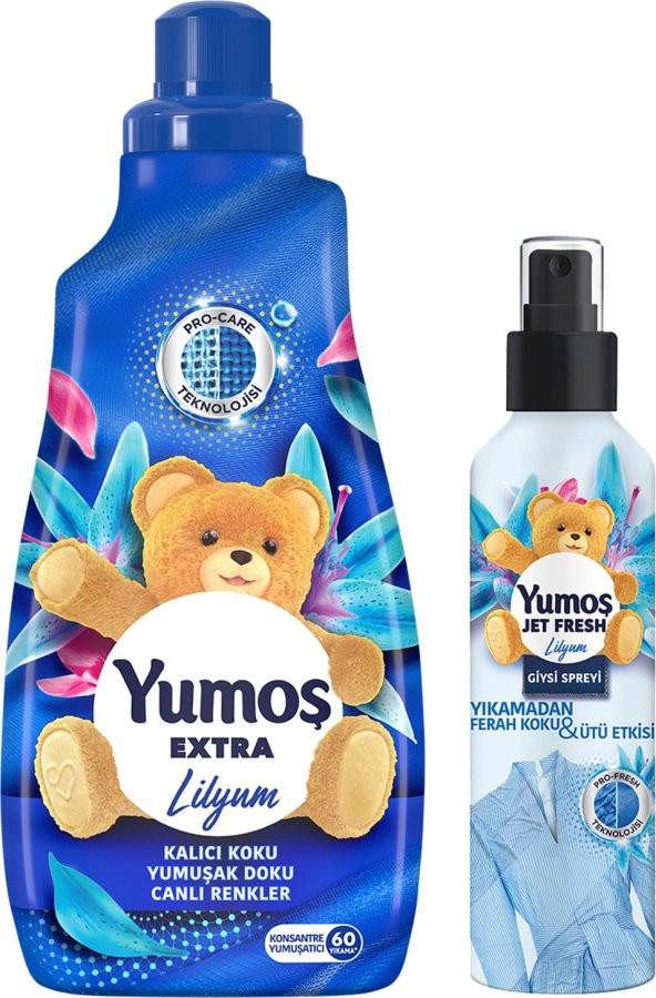 Yumoş Jet Fresh Giysi Spreyi Lilyum 200 Ml+Yumoş Konsantre Çamaşır Yumuşatıcısı Lilyum 1440 ml - Resim 2