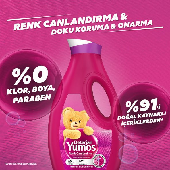 Yumoş Sıvı Bakım Çamaşır Deterjanı Renkli Giysiler 1690 ml - 6