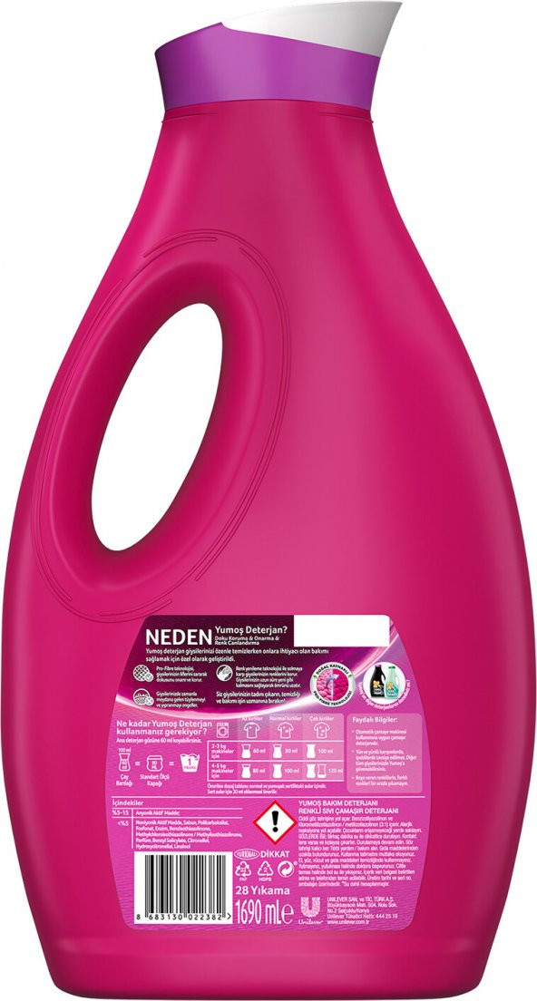 Yumoş Sıvı Bakım Çamaşır Deterjanı Renkli Giysiler 1690 ml - 10